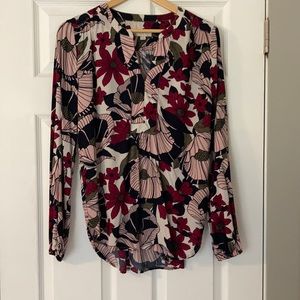 Summer long sleeve floral blouse